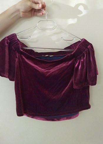 Bordo Kayık Yaka Drapeli Kadın Bluz - Görsel 7