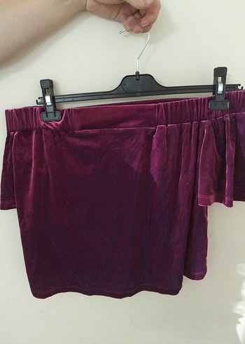 Bordo Kayık Yaka Drapeli Kadın Bluz - Görsel 9