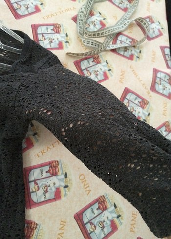 Dantel Detaylı Siyah V Yaka Hırka - Görsel 7