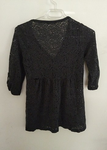 Dantel Detaylı Siyah V Yaka Hırka - Görsel 3