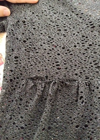 Dantel Detaylı Siyah V Yaka Hırka - Görsel 4