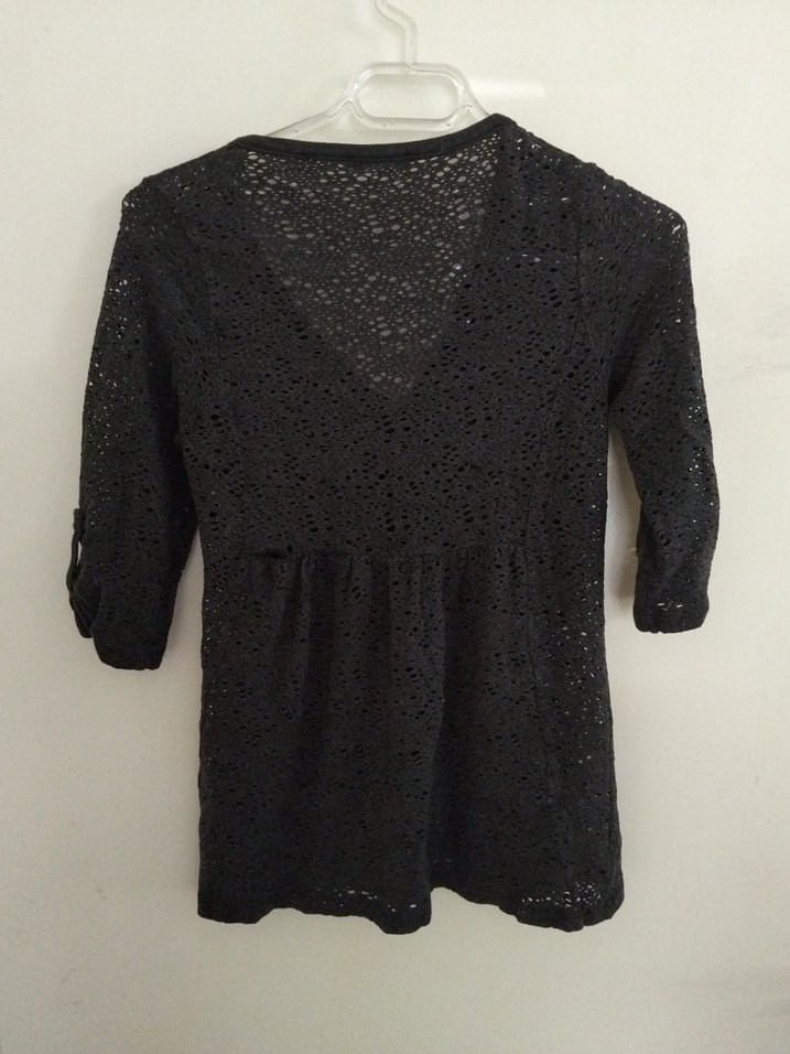 Dantel Detaylı Siyah V Yaka Hırka - Görsel 3