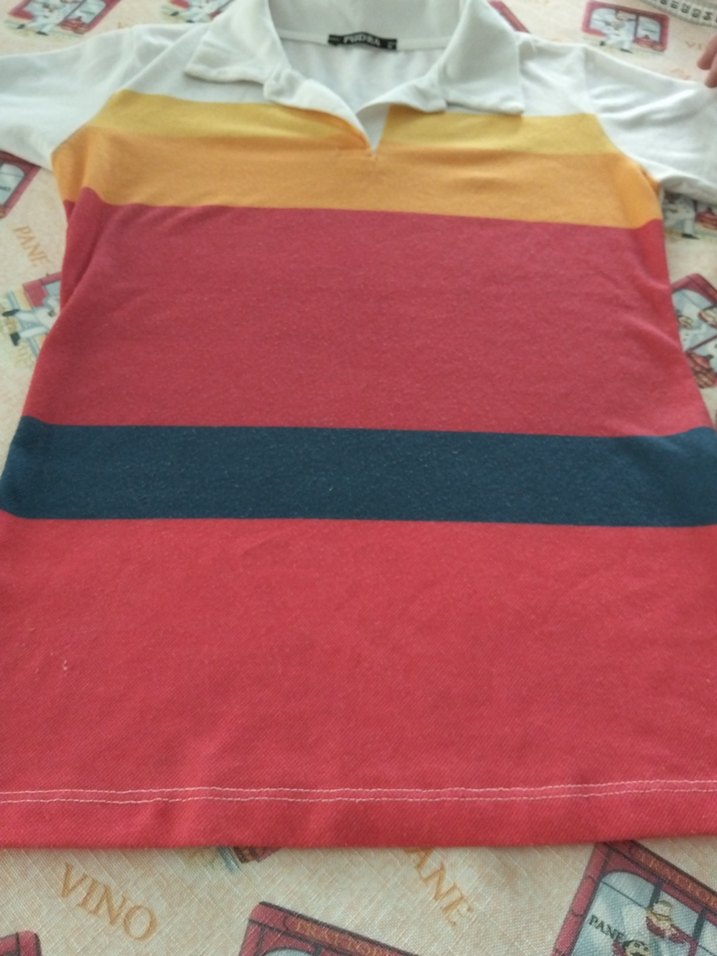 Renkli Çizgili Kız Polo Tişört - Görsel 5