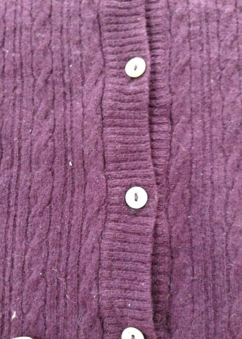 Mor Midi Düğmeli V Yaka Kadın Hırka - Görsel 7