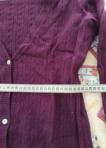 Mor Midi Düğmeli V Yaka Kadın Hırka - Görsel 5