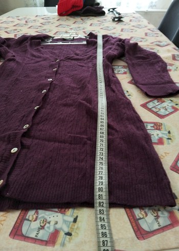 Mor Midi Düğmeli V Yaka Kadın Hırka - Görsel 4