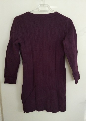 Mor Midi Düğmeli V Yaka Kadın Hırka - Görsel 2