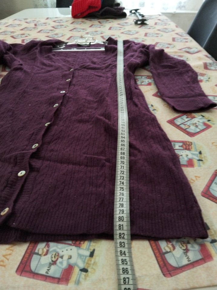 Mor Midi Düğmeli V Yaka Kadın Hırka - Görsel 4