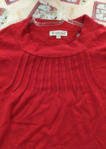 Kırmızı Uzun Kollu Hamile Tişörtü - Görsel 5