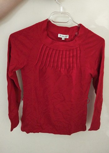 Kırmızı Uzun Kollu Hamile Tişörtü - Görsel 7