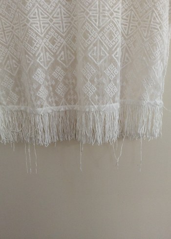 Dantel Detaylı Beyaz Bohem Kısa Kollu Bluz - Görsel 3