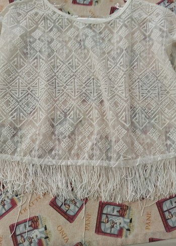 Dantel Detaylı Beyaz Bohem Kısa Kollu Bluz - Görsel 4