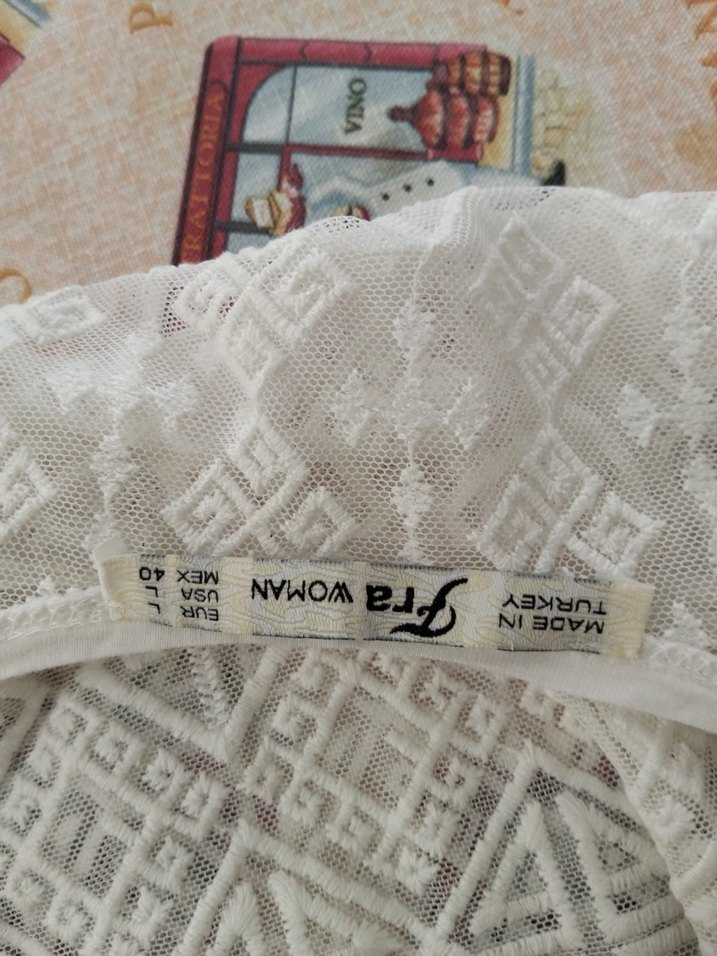 Dantel Detaylı Beyaz Bohem Kısa Kollu Bluz - Görsel 5