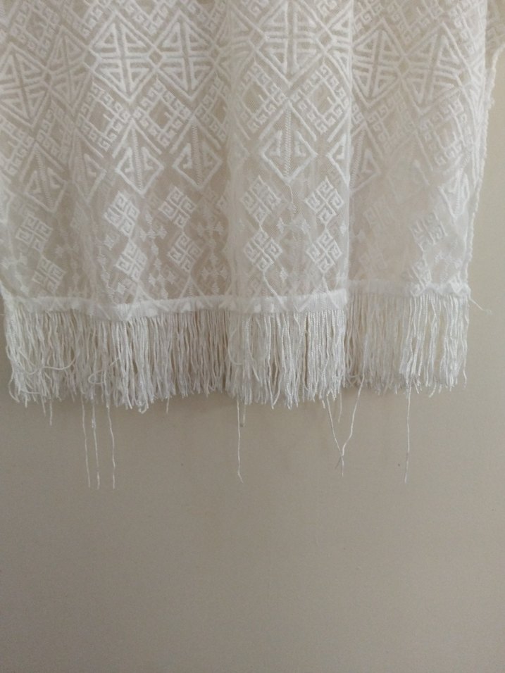 Dantel Detaylı Beyaz Bohem Kısa Kollu Bluz - Görsel 3