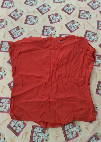 Kırmızı Kolsuz Keten V Yaka Bluz - Görsel 7