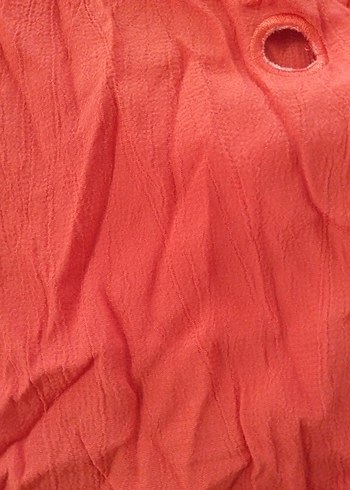 Kırmızı Kolsuz Keten V Yaka Bluz - Görsel 2