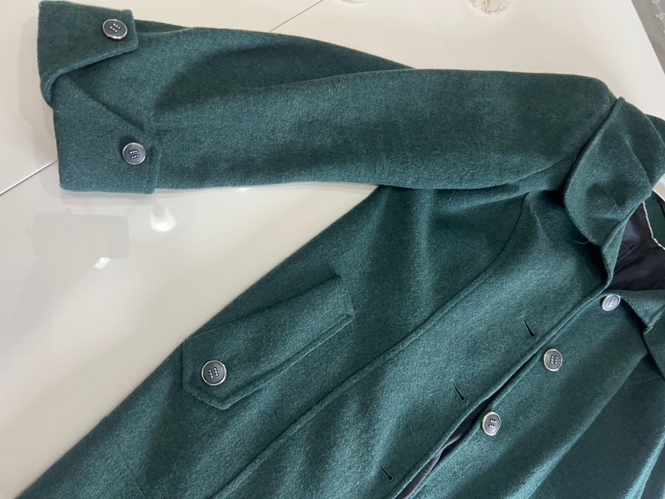 Düğmeli Vintage Yeşil Hamile Kabanı - Görsel 2