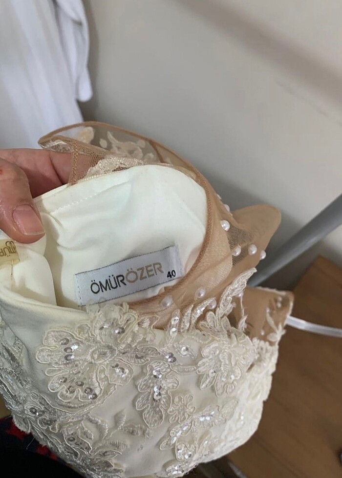 Beyaz after parti elbisesi mini gelinlik l beden - Görsel 4