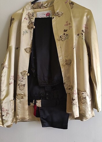 BEJ İpek Kimono takımı Röpdöşambır Sabahlık Gecelik 