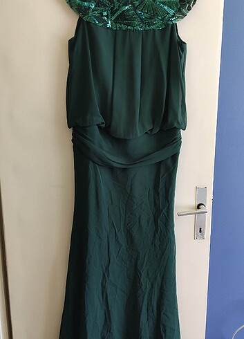 Yeşil Uzun Abiye Elbise 