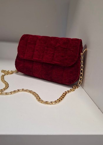 Zara Bordo Kadife Kadın Çanta