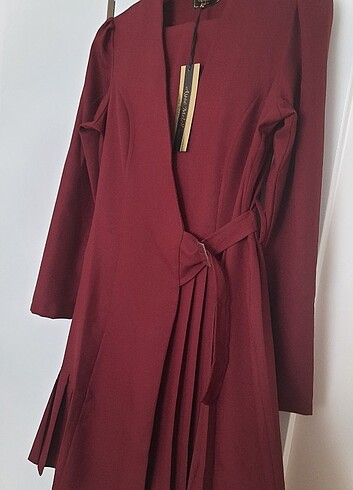 bordo tunik pantolon takım