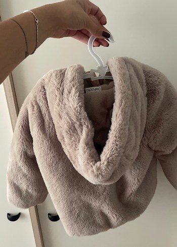 Defacto Kız Çocuk Bej Kürklü Rahat Kesim Mont