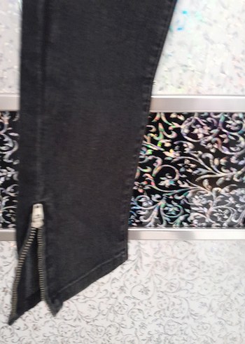 Kadın Siyah Batik Desenli Denim Pantolon - Görsel 2