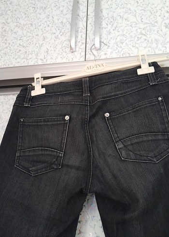 Kadın Siyah Batik Desenli Denim Pantolon - Görsel 4