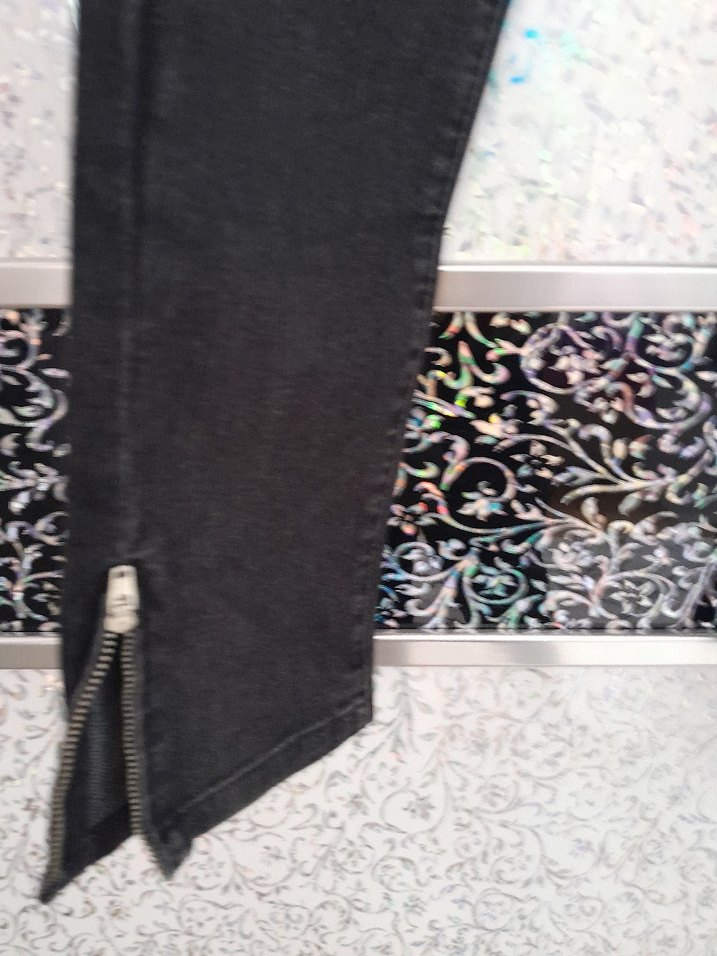 Kadın Siyah Batik Desenli Denim Pantolon - Görsel 2