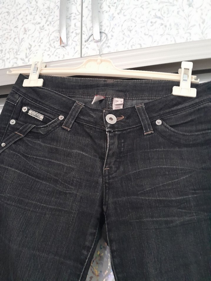 Kadın Siyah Batik Desenli Denim Pantolon - Görsel 3