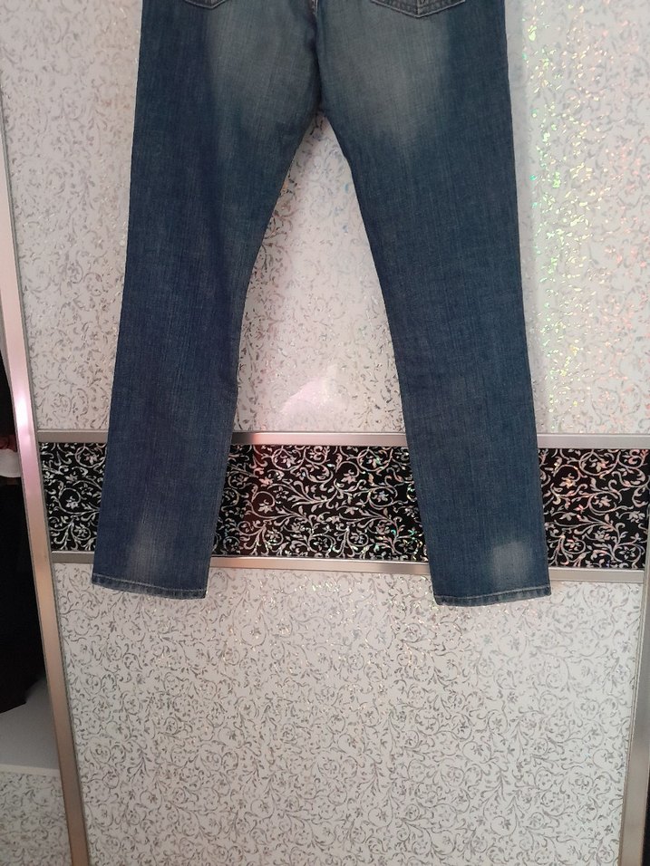 Kadın Mavi Batik Desenli Kot Pantolon - Görsel 3