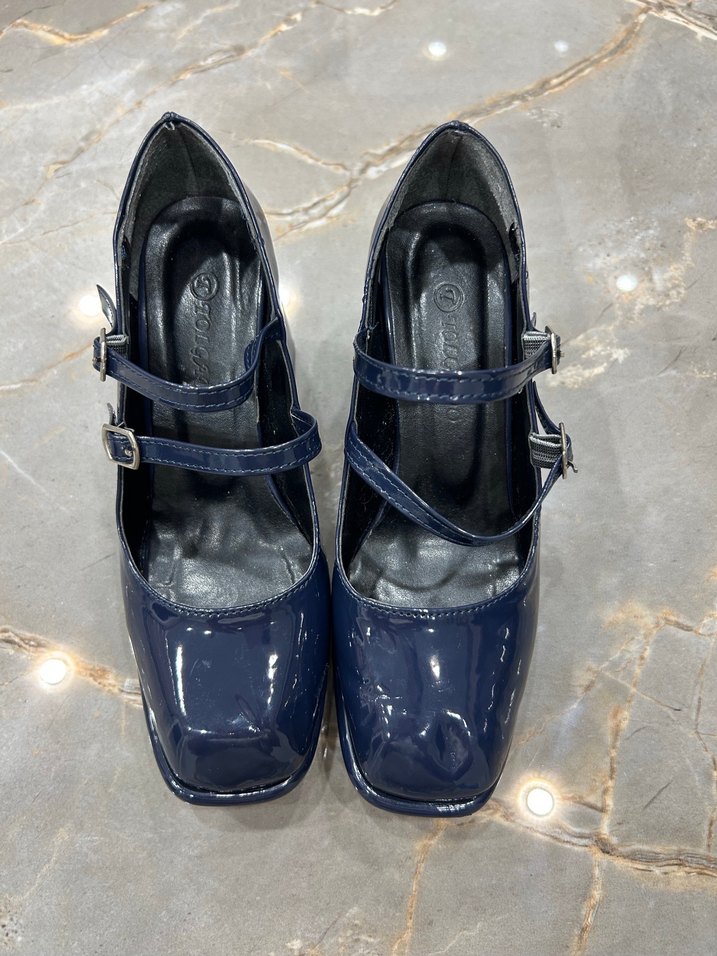 Kadın Lacivert Rugan Topuklu Klasik Ayakkabı - Görsel 2