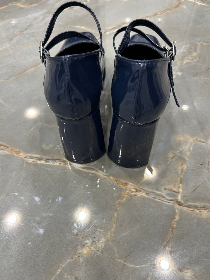 Kadın Lacivert Rugan Topuklu Klasik Ayakkabı - Görsel 5