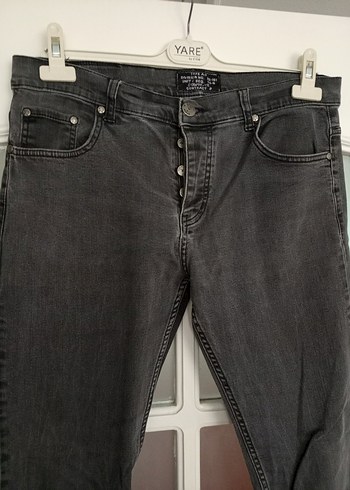 Gri Düğmeli Erkek Denim Pantolon - Görsel 2