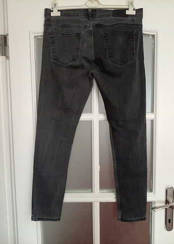 Gri Düğmeli Erkek Denim Pantolon - Görsel 4
