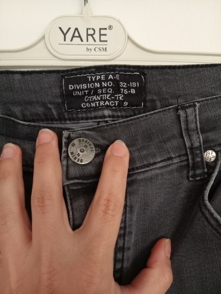 Gri Düğmeli Erkek Denim Pantolon - Görsel 3