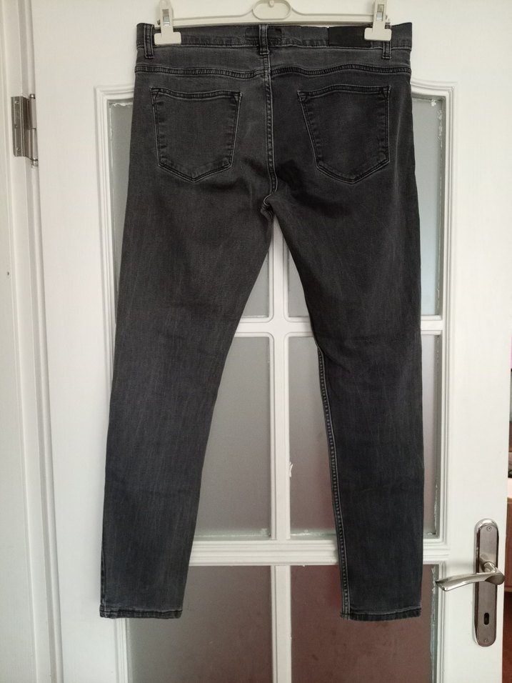 Gri Düğmeli Erkek Denim Pantolon - Görsel 4