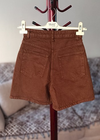 Diğer Düğmeli Kahverengi kot Mini Şort