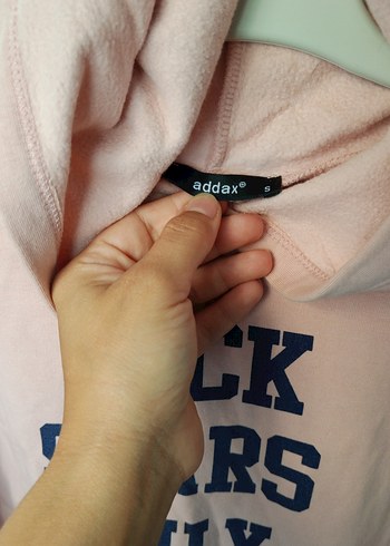 Addax Rock Punk Pembe Kapüşonlu Sweatshirt
