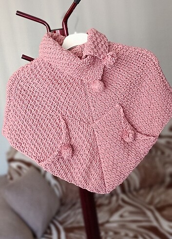 Kız çocuk örme panço - Görsel 2