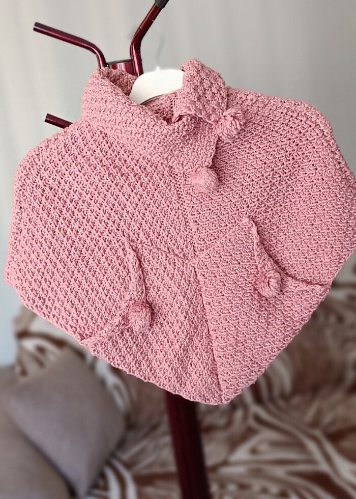 Kız çocuk örme panço  - Görsel 2