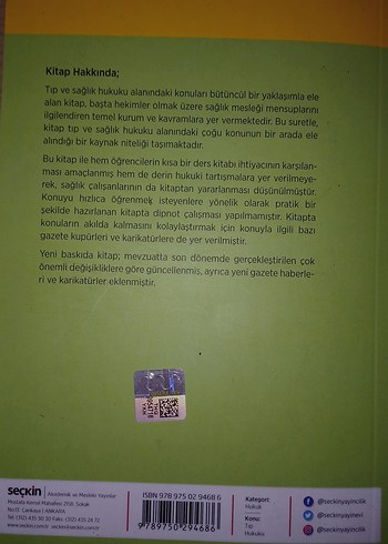 Tıp ve Sağlık Hukuku El Kitabı 4. Baskı