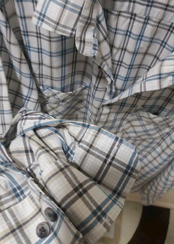 Erkek Gri Kareli Uzun Kollu Pamuklu Gömlek - Görsel 5