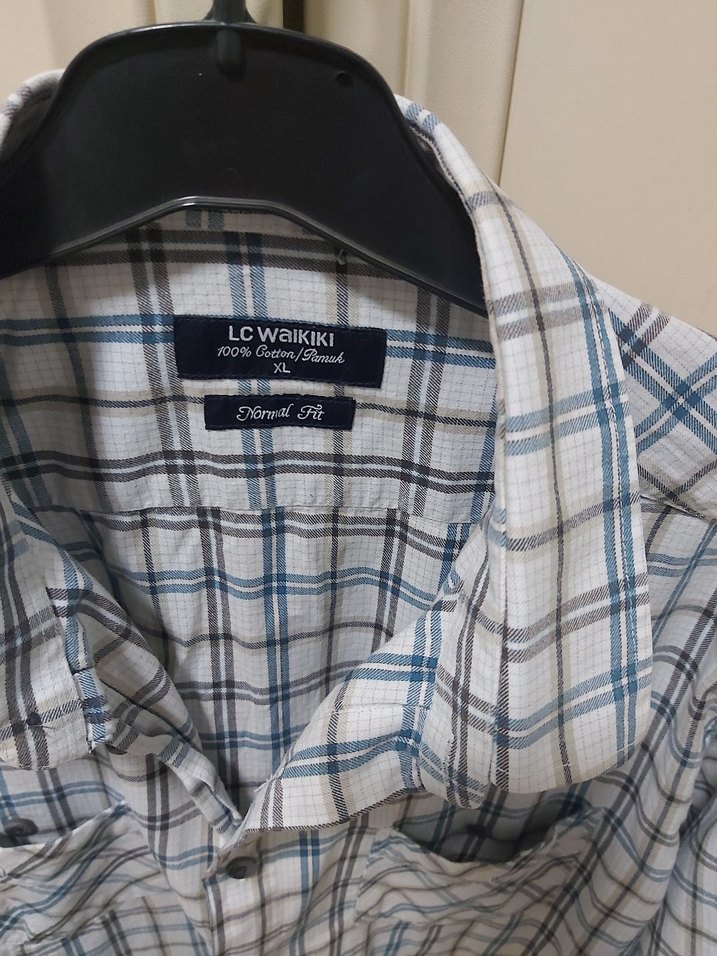 Erkek Gri Kareli Uzun Kollu Pamuklu Gömlek - Görsel 3