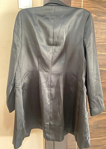 Siyah Kadın Midi Boy Düğmeli Blazer - Görsel 2