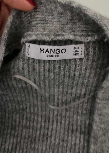l Beden gri Renk Mango Uzun Hırka