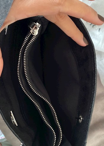 Zincir Detaylı Siyah Deri Kadın Çanta - Görsel 5