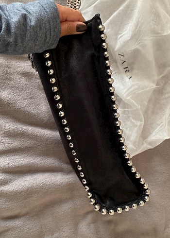 Zincir Detaylı Siyah Deri Kadın Çanta - Görsel 3