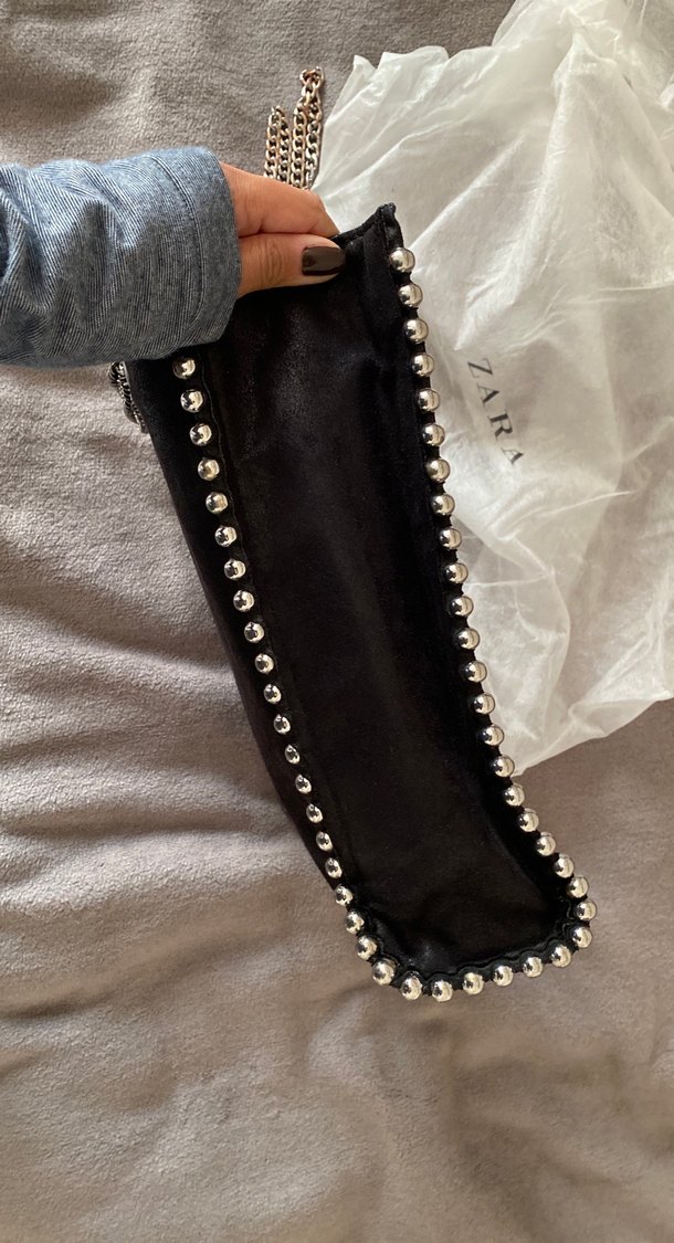 Zincir Detaylı Siyah Deri Kadın Çanta - Görsel 3